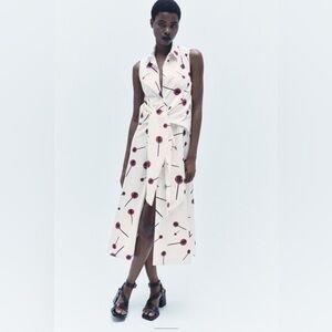 Zara Print Poplin Shirtdress .New With Tags.